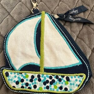Thirty-One Sailboat Kids Pouch - Navy, Green, and Cream